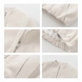 thumbnail image 6 of Women Cropped Jacket Casual Zip Up Varsity Jackets Trendy Outwear Coats with Welt Pockets Cream White S, 6 of 7