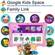ME K10 Google Kids Space 10 64GB Quad-Core Kids Tablet, Bumper Case Kickstand, Pink