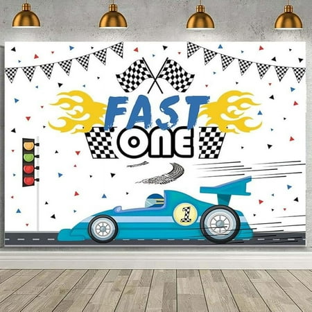 Custom 7x5ft Race Car 2nd Birthday Backdrop Two Fast Red Race Car Birthday Party Photography Background Racing Car Theme Checkered Flag Two Fast Decorations Banner Happy Birthday Party Decor Supplie