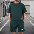 thumbnail image 4 of Men 2 Piece Outfits Summer Shorts Sets Tracksuit Crewneck T-Shirts And Drawstring Pants Casual Comfy Jogging Set, L, 4 of 5