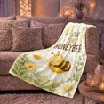 thumbnail image 6 of Our Tiny Honeybee Quote with Daisies, Sweet Nursery Style for Bee Lovers, Moonlit Garden Motif and Baby Shower Gift, Cozy Flannel Blanket for Nursery and Bedroom, Home Decor, 6 of 9