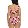 thumbnail image 3 of Kdxio Rose Print Women's 2 Piece High Waisted Wrap Spaghetti Strap Summer Swimsuit Bikini Set-Medium, 3 of 7