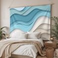 thumbnail image 3 of Aqua Beige Ombre Tapestry for Bedroom Wall Hanging Tapestry, Modern Abstract Moire Art Geometric Ceiling Backdrop Tapestries Poster Blanket Wall Decor for Teens Room Living Room Dorm 39" x 59", 3 of 8