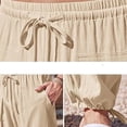 thumbnail image 5 of OSOLU Solid Color Mens Workwear Multi Pocket Plus Harlan Casual Pants Cotton Linen Loose Yoga Drawstring Leggings Beach Summer Pants Trousers Everyday Comfort Versatile Bottoms, 5 of 7