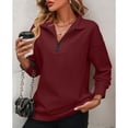 thumbnail image 4 of SWSMCLT Women's Half Zip Sweatshirt Thermal Long Sleeve High Neck Polar Fleece Sweat Shirt Zip Top Fall Fashion Burgundy Small, 4 of 4