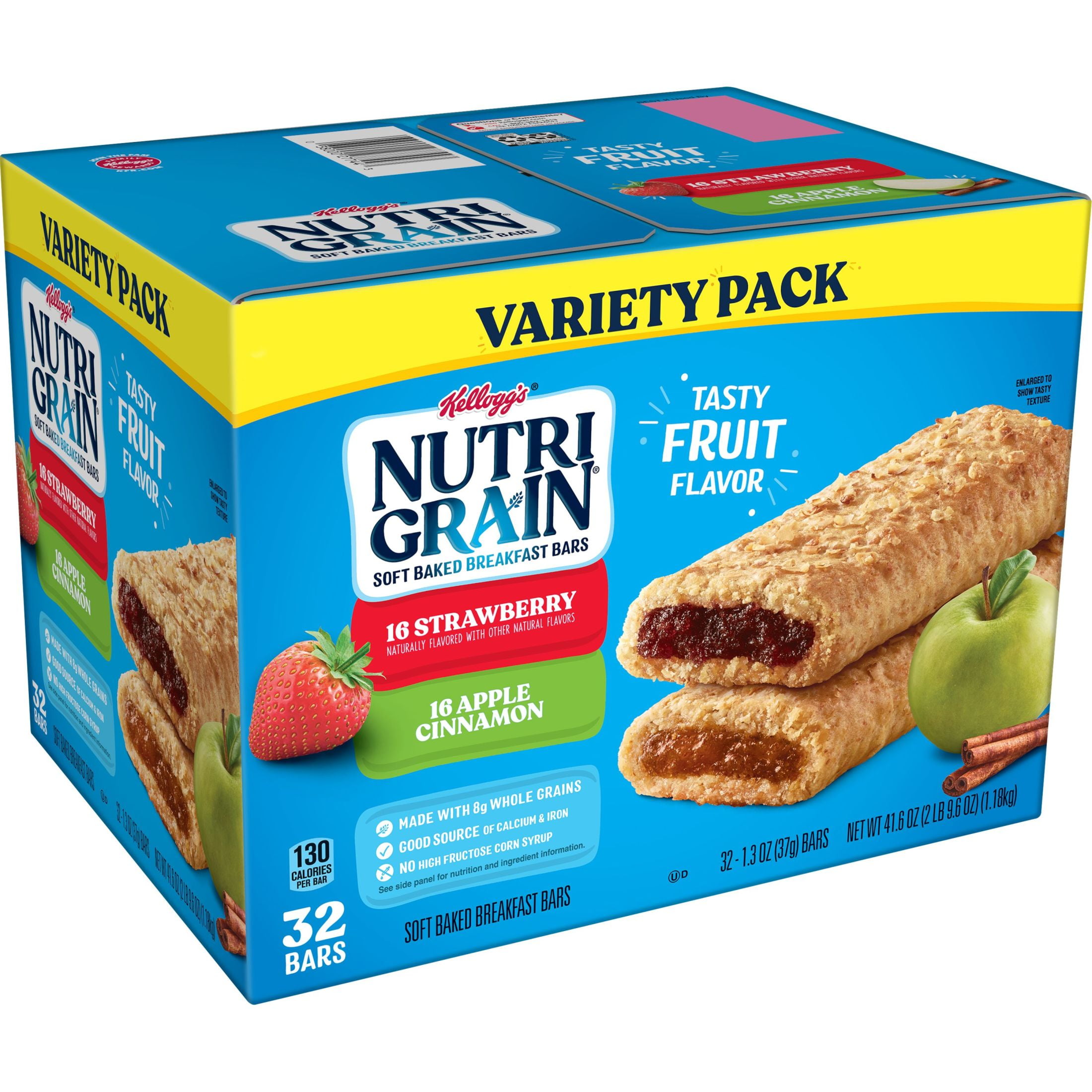 NutriGrain Soft Baked Breakfast Bars, Variety Pack, 41.6 oz, 32 Count