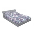 thumbnail image 2 of Paisley Fitted Sheet & Pillow Sham Set, Blue and Purple Flowers Leaves Floral Pattern Bohemian Style Country Print, Decorative Printed 3 Piece Bedding Decor Set, Queen, Purple Blue, by Ambesonne, 2 of 2