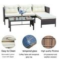 thumbnail image 6 of Patio Dining Sets, 3 Piece Patio Furniture Sets with PE Rattan Loveseat Sofa, Glass Coffee Table, All-Weather Patio Sectional Sofa Set with Lounge for Backyard, Porch, Garden, Pool, LLL238, 6 of 11