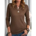 thumbnail image 1 of Camisetas de mujer Camisetas de otoño sueltas de manga larga con cuello en V sólido casual zhangyuxiang unisex, 1 of 1