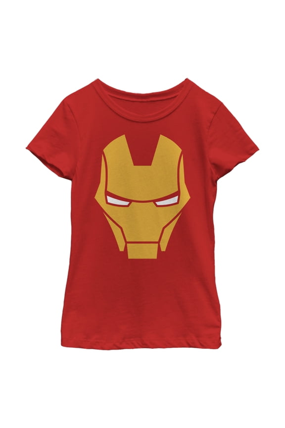 Girl's Marvel Iron Man Helmet Graphic Tee Red Large
