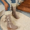 thumbnail image 5 of Willtoo Womens Knee High Boots Fuzzy Cuff Lace Up Wedge Heel Tall Boots Fashion Warm Snow Boot for Casual Outdoor Fall & Winter Wear, 5 of 6
