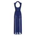 thumbnail image 4 of Aislor Women's Long Maxi Lyrical Dance Costume Twisted Overlay Modern Contemporary Dress Navy Blue M, 4 of 7