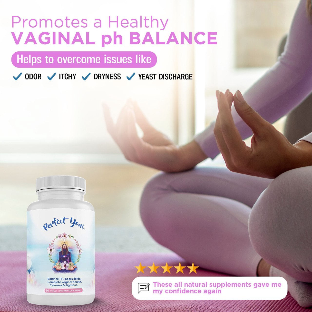 Success Chemistry Perfect Yoni Organic Women's Probiotic with Herbal Blend - General Health & Wellness Support for Women - 60 Count