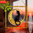 thumbnail image 6 of 2D Flat, 1pc Black Cat Witch Crescent Moon Theme Cute Cartoon Square Hanging Decor Suncatcher for Home Garden Christmas Birthday Gift, 2D Flat, 6 of 8