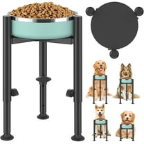Adjustable 4 Heights 6-10" Metal Single Dog Food Bowl with Tray for Dogs, Black BOWL NOT INCLUDED