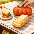 thumbnail image 5 of Pumpkin Butter Dish with Lid, Ceramic Cute Pumpkin Butter Dish, Multi-Purpose Fall Kitchen Countertop Snack Trays and Cheese Boards for Halloween Thanksgiving Everyday Use, 5 of 9