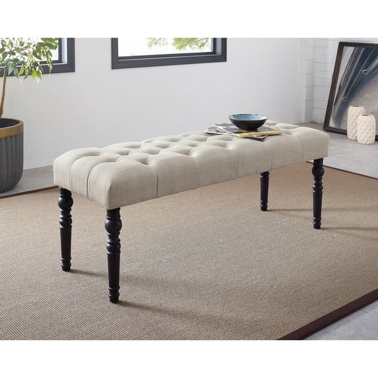 Roundhill Furniture Leviton Tufted Dining Bench, Tan photo 2