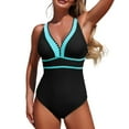 thumbnail image 1 of Ltctricy Women's One Piece Swimsuits Adjustable Strap Deep V Neck Color Block Backless Swimwear Slimming Bathing Suits, 1 of 4