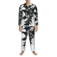 thumbnail image 3 of Fotbe Abstract Eagle Ink Pattern Long Sleeve Pajama Set for Men,Sleepwear Set,2-piece Loungewear Set,Soft PJs Comfy Nightwear with Pockets-Large, 3 of 7