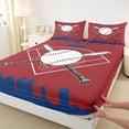 thumbnail image 4 of Erosebridal Baseball Print Boys Queen Sheet Sets, Maroon Blue Print Bed Set, 4pcs, 4 of 5