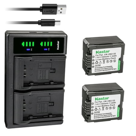 Kastar 2-Pack VW-VBG130 Battery and LTD2 USB Charger Replacement for Panasonic NV-GS98GK NV-GS320 NV-GS330 NV-GS500 PV-GS320 PV-GS500 PV-GS80 PV-GS83 PV-GS85 PV-GS90 SDR-H40 Camera