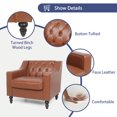 thumbnail image 4 of GDF Studio Bluewater Contemporary Faux Leather Tufted Club Chair, Cognac Brown and Dark Brown, 4 of 10
