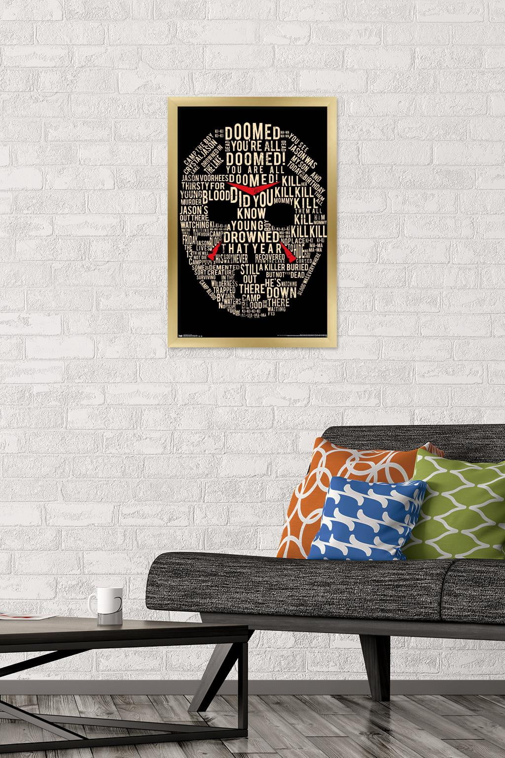 Friday The 13th - Text Mask Wall Poster, 14.725" x 22.375", Framed
