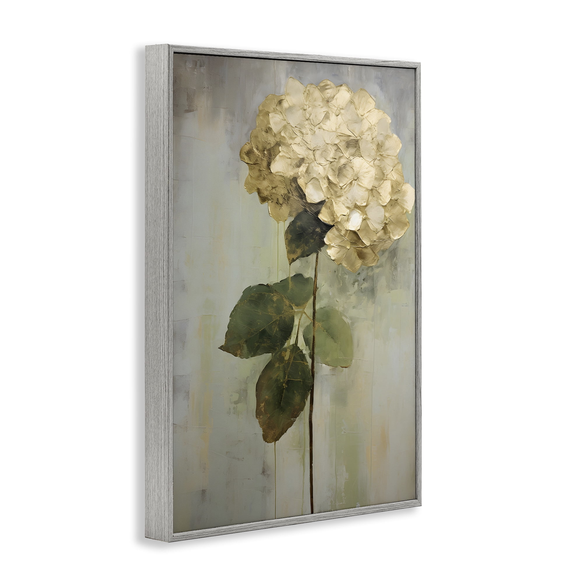 Stupell Industries Single Distressed Hydrangea Botanical & Floral Painting Gray Framed Art Print Wall Art, 20 x 30
