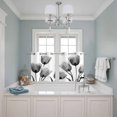 thumbnail image 3 of Black White Tulip Kitchen Curtains Small Short 39 Inch Length, Spring Greyscale Leaf Flower Plant Grommet Top Bedroom Living Room Curtains, Light Filtering Cafe Curtain Drapes 2 Panels Set 55''x39'', 3 of 9