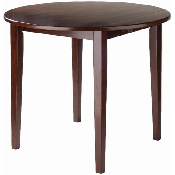 Pemberly Row 36" Round Drop Leaf Solid Wood Dining Table in Walnut