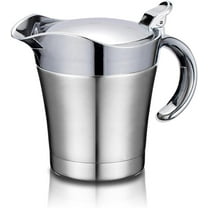 LQQBOX Stainless-Steel Double Insulated Gravy Boat - Sauce Jug with Hinged Lid, Ideal for Gravy or Cream at Thanksgiving, Gravy Pitcher - 14 oz/400 ml