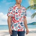 thumbnail image 3 of Pofeuu Birds Flowers Print Hawaiian Shirt for Men Sleeves Casual Button Down Summer Beach Dress Shirts T-Shirts,X-Large, 3 of 7