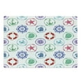 thumbnail image 1 of Ships Wheel Cutting Board, Marine Pattern with Anchor Wheel Compass Life Ship Starfish Seashell Crab, Decorative Tempered Glass Cutting and Serving Board, Large Size, Green Red, by Ambesonne, 1 of 1