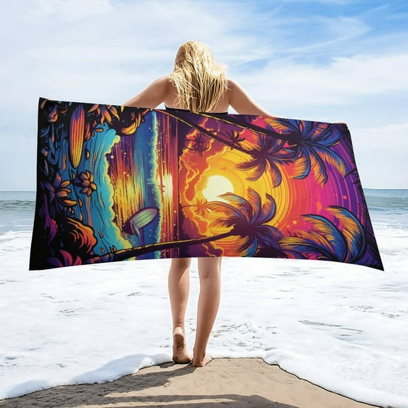 Hawaiian Style Beach Towel – with A Unique Design, Extra Large,XL (32”x 63”) for Kids & Adults