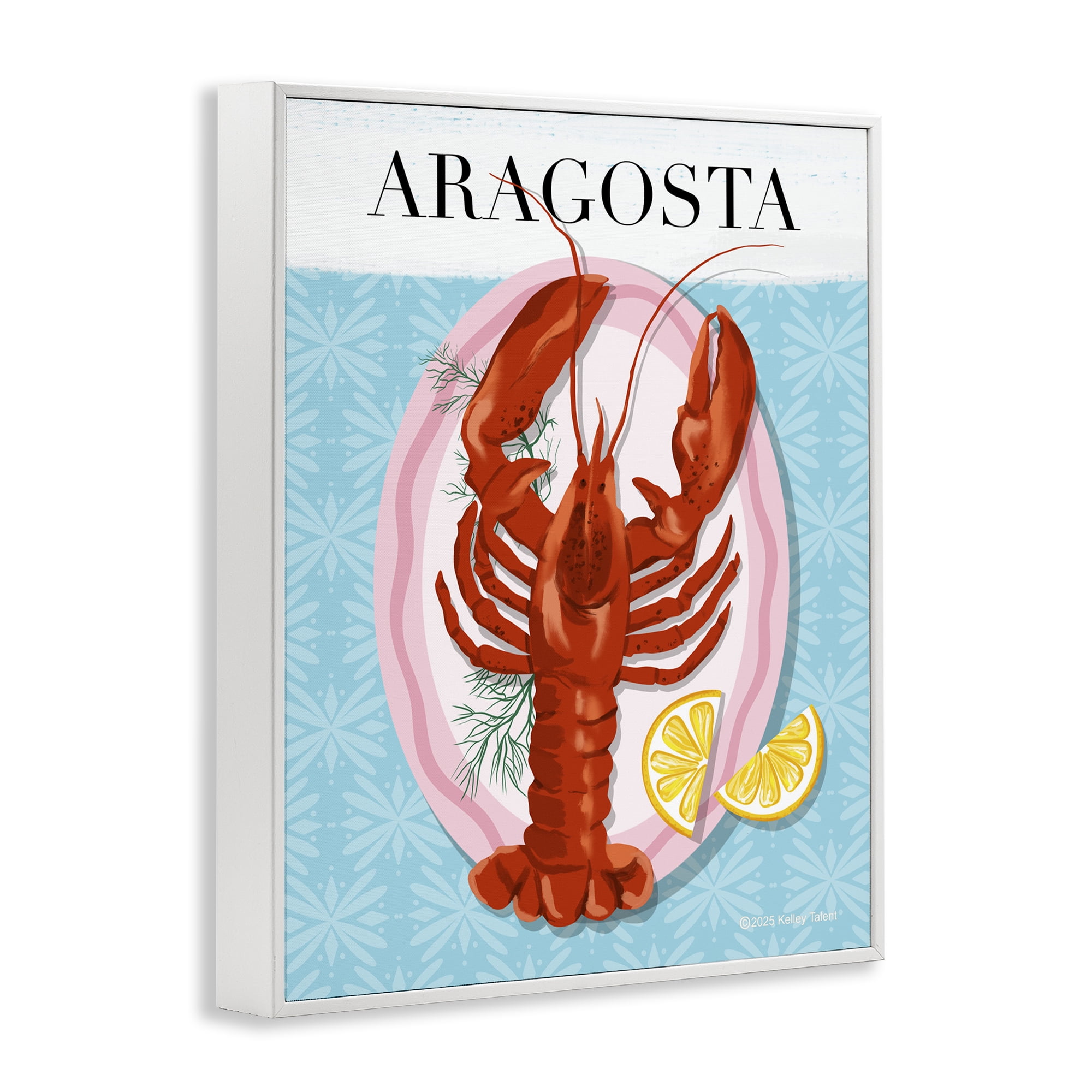 Stupell Industries Aragosta Lobster Dish White Framed Giclee Art, design by Kelley Talent