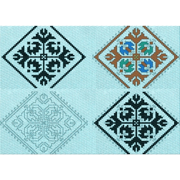Ahgly Company Machine Washable Indoor Rectangle Transitional Deep-Sea Green Area Rugs, 2' x 5'