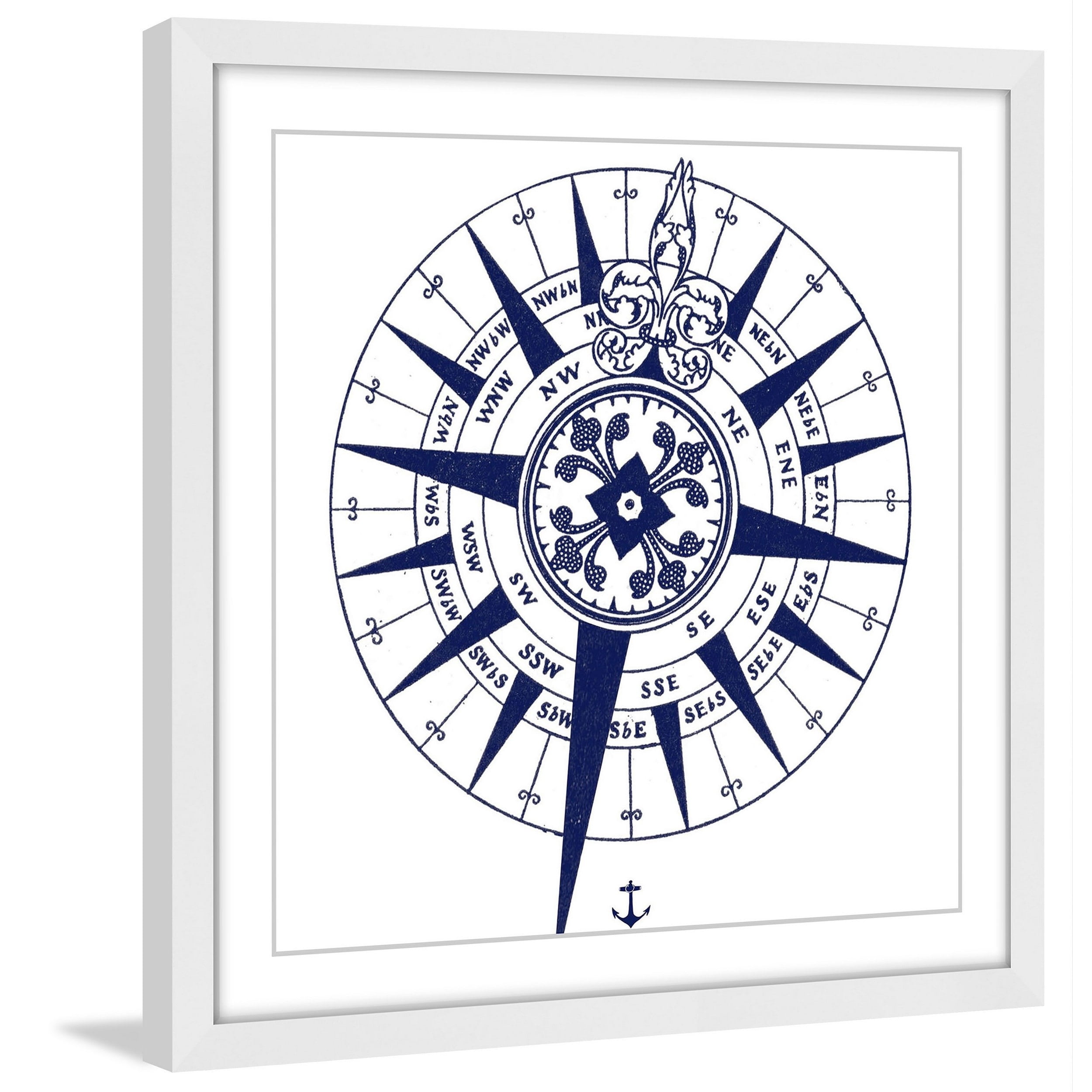 "Blue Compass" Framed Painting Print