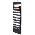 thumbnail image 1 of Organizador de archivos para colgar en la puerta, 10 bolsillos, bolsillos de almacenamiento, colgador organizador de pared con 3 ganchos, color negro, 1 of 5