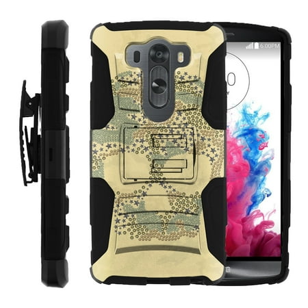 LG V10 and LG G4 PRO Miniturtle® Clip Armor Dual Layer Case Rugged Exterior with Built in Kickstand + Holster - Pattern