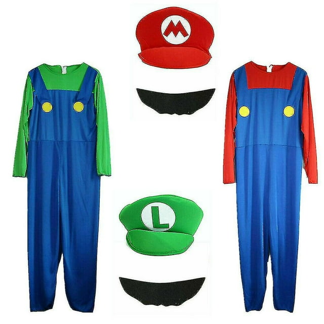 Disfraz de Halloween para hombre adulto de Super Mario y Luigi, disfraz de fontanero Bros.