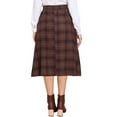 thumbnail image 3 of INSPIRE CHIC Women's Plaid Skirt Vintage High Waist A-Line Pleated Midi Skirt with Pockets Dark Pink XL, 3 of 6