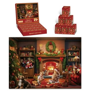 Chmadoxn Décorations de Noël, ornements de Noel, cadeaux de Noël 24 Groupe Edition Compte à rebours Puzzle de Noël 1008 Pcs Jouet éducatif pour adultes Puzzle en papier cadeau