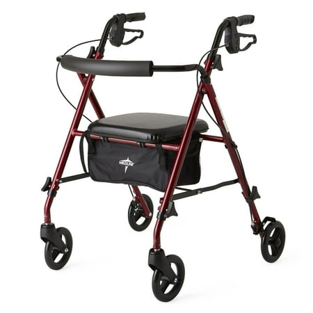 Medline Ultra Lightweight Rollator and Black Offset Handle Cane Bundle