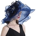 thumbnail image 5 of Women Hats Organza Butterfly Decoration Wide Brim Occasion Event Derby Church Dress Sun Hat, 5 of 5