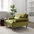 thumbnail image 4 of Modern Accent Chair with Elegant Circular Armrests, Luxurious Large Size Armchair with Ergonomic Lumbar Support, Velvet Lounge Chair with Vintage Roman Column Legs for Living Room/Bedroom/Study, Green, 4 of 9