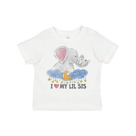 

Inktastic I Love My Lil Sis Cute Elephant Family with Moon and Stars Gift Toddler Boy or Toddler Girl T-Shirt