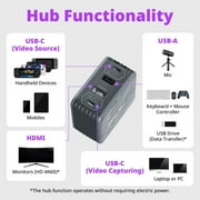 AverMedia GC313ProBLACK Elite Go Capture Card for Streaming Portable Charger Fast Charging USB C, TV Docking Station Compatible w/ iPhone, iPad, Laptop - BLACK