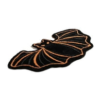 KOYPTL Happy Halloween Bath Rug Black Bat Shaped,16*24 Inch Soft Tufted Mat Non-Slip Water Absorbent,Gothic Halloween Decor Door Mat For Front Door Living Bedroom Bathroom Indoor Outdoor Decor