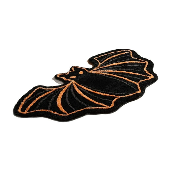 KOYPTL Happy Halloween Bath Rug Black Bat Shaped,16*24 Inch Soft Tufted Mat Non-Slip Water Absorbent,Gothic Halloween Decor Door Mat For Front Door Living Bedroom Bathroom Indoor Outdoor Decor