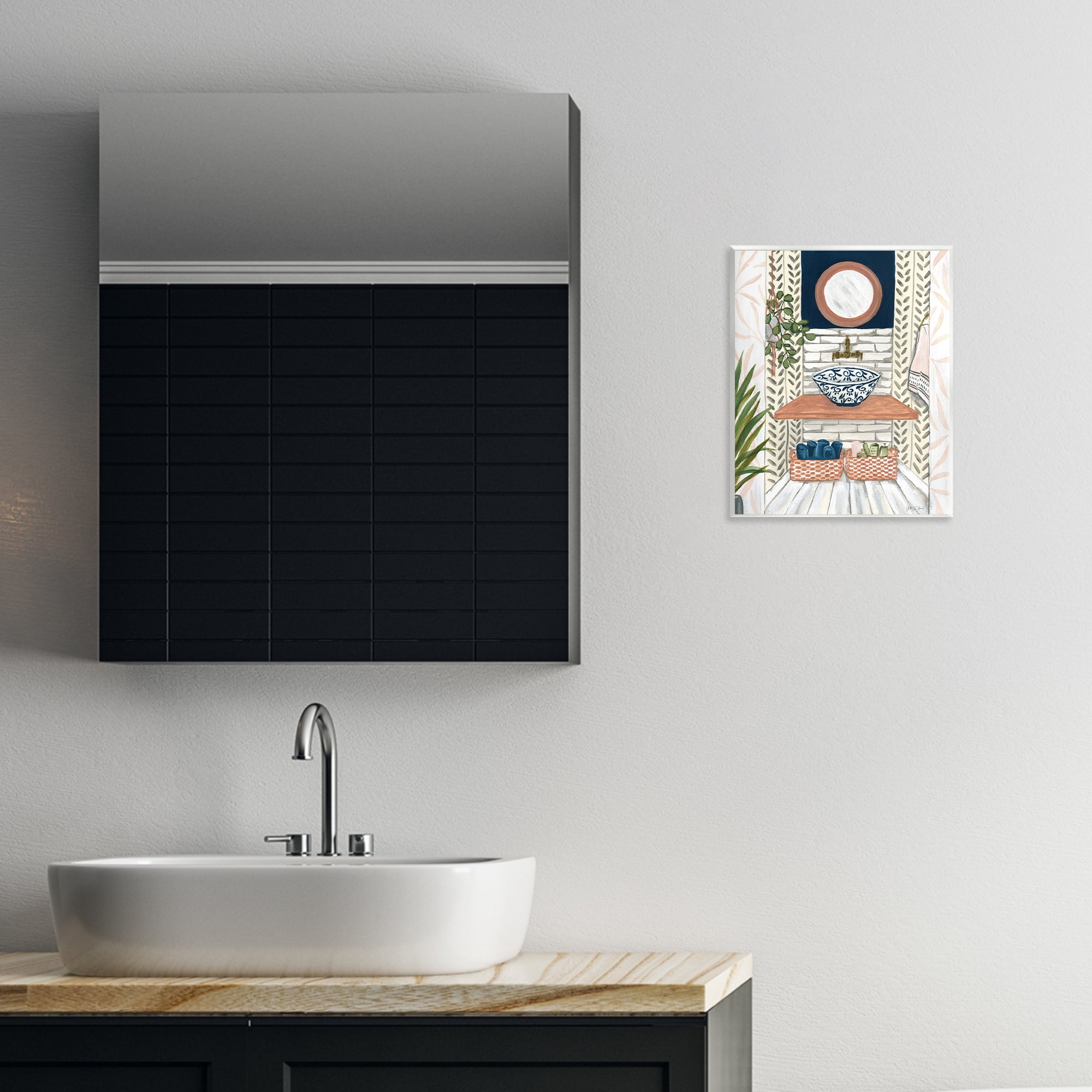 Stupell Industries Chic Bathroom Scene Typography Painting Unframed Art Print Wall Art, 11 x 14
